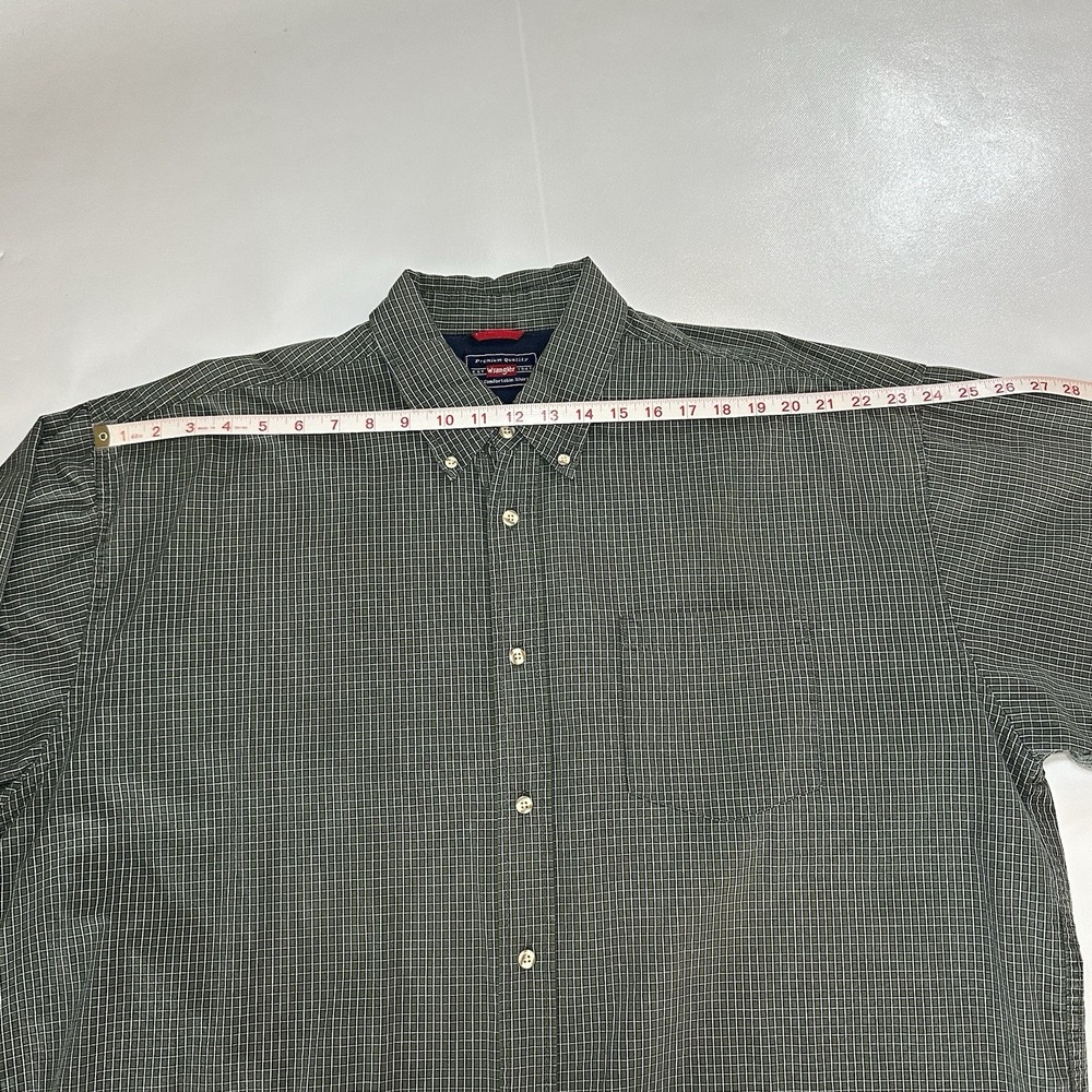 Wrangler Premium Quality Green Plaid Button Down Shirt Men's 2XL 100% Cotton Lon - Picture 7 of 9